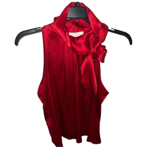 Van Tisse Vintage Red Tie-Neck 100% Silk Halter Luxury Top, Medium USA - Picture 2 of 8